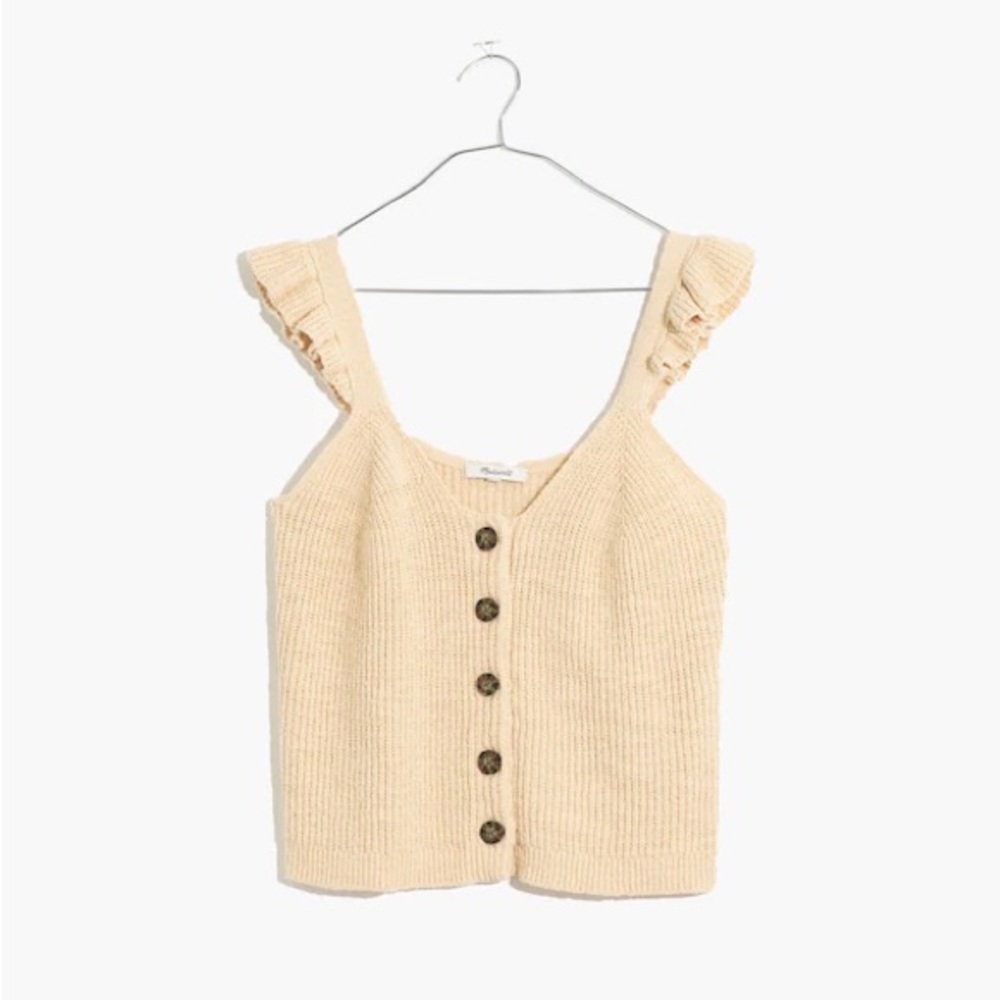 Madewell Ruffle-Strap Button-Front Sweater Tank NWT - Picture 3 of 8
